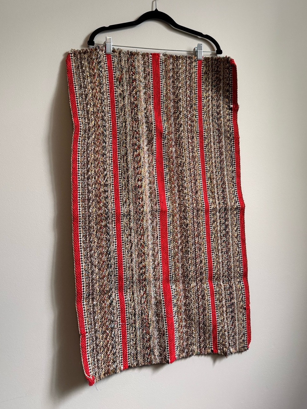 22x38" Striped Red White Multicolour Vintage Woven Rug Mat Floor Covering Carpet